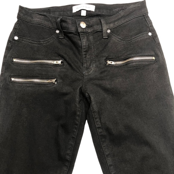 Henry & Belle Black Super Skinny Ankle Biker Jeggings in Slick - Picture 4 of 16